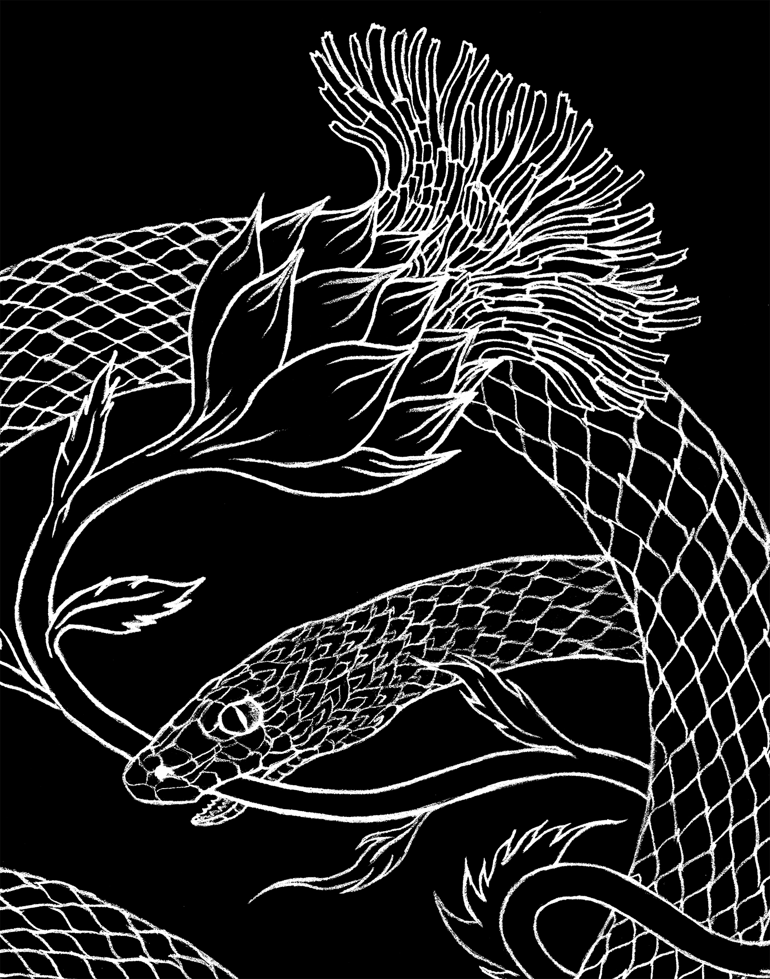Snake and Thistle black detail